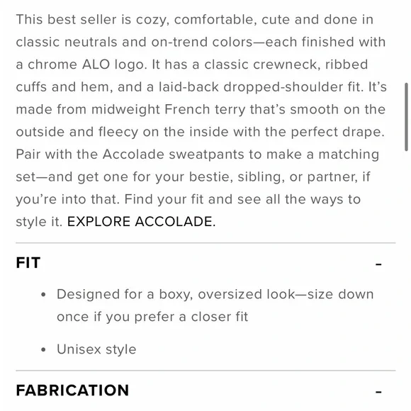 Alo Yoga Accolade Crew Neck Pullover Sweatshirt Size M/L Gravel Athleisure - Picture 8 of 8